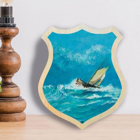 NUOBESTY Unfinished Blank Wooden Shield Plaque Big DIY Plaque Crafts Carving Crafting Painting Wood Boards Ornament 11.99X9.98 in in Saudi Arabia