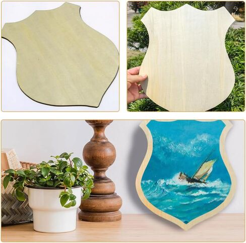 NUOBESTY Unfinished Blank Wooden Shield Plaque Big DIY Plaque Crafts Carving Crafting Painting Wood Boards Ornament 11.99X9.98 in in Saudi Arabia