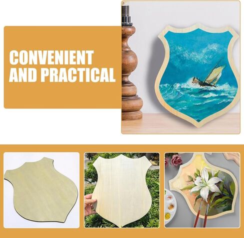 NUOBESTY Unfinished Blank Wooden Shield Plaque Big DIY Plaque Crafts Carving Crafting Painting Wood Boards Ornament 11.99X9.98 in in Saudi Arabia