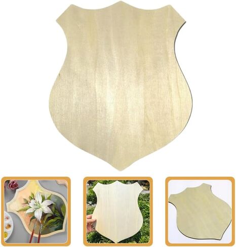 NUOBESTY Unfinished Blank Wooden Shield Plaque Big DIY Plaque Crafts Carving Crafting Painting Wood Boards Ornament 11.99X9.98 in in Saudi Arabia