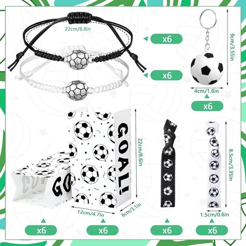 48 PCS Soccer Party Forms Suppors مجموعة تشمل 12 Scrunchies Hair Scrunchies 12 Scercer Keychains 12 BACEELTS 12 PIATE in Saudi Arabia