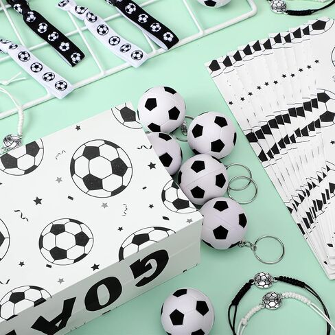 48 PCS Soccer Party Forms Suppors مجموعة تشمل 12 Scrunchies Hair Scrunchies 12 Scercer Keychains 12 BACEELTS 12 PIATE in Saudi Arabia