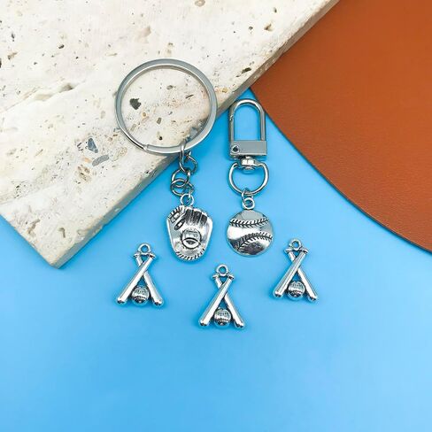 Youdiyla 60pcs Alloy Silver Baseball Series Pendant Jewelry Making DIY Keychain Earrings Pendant Various Design Charms for Jewelry Making Bracelets Necklace (SN245) in Saudi Arabia