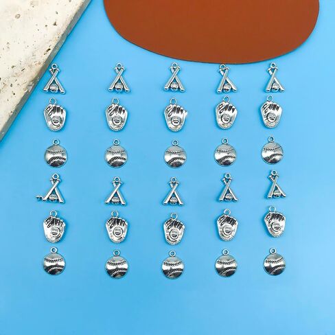 Youdiyla 60pcs Alloy Silver Baseball Series Pendant Jewelry Making DIY Keychain Earrings Pendant Various Design Charms for Jewelry Making Bracelets Necklace (SN245) in Saudi Arabia