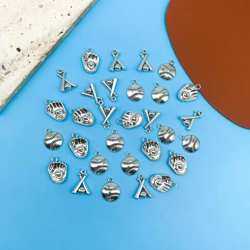 Youdiyla 60pcs Alloy Silver Baseball Series Pendant Jewelry Making DIY Keychain Earrings Pendant Various Design Charms for Jewelry Making Bracelets Necklace (SN245) in Saudi Arabia