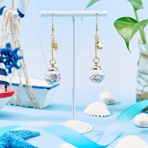 PH PandaHall 100pcs Colorful Glass Ball Charms - 15mm Crystal Glass Ball Pendants with Star Glitter Sequins, Cup Peg Bails for DIY Necklace, Earring, Jewelry, DIY Craft Making in Saudi Arabia
