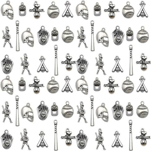 youdiyla 60pcs سبيكة البيسبول سلسلة سلسلة قلادة مجوهرات صنع أقراط مفاتيح DIY قلادة مختلفة سحر تصميم المجوهرات صنع الأساور قلادة (SN245) in Saudi Arabia