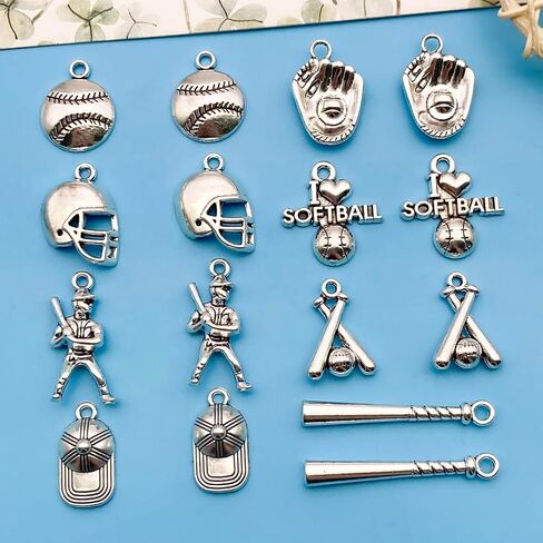 youdiyla 60pcs سبيكة البيسبول سلسلة سلسلة قلادة مجوهرات صنع أقراط مفاتيح DIY قلادة مختلفة سحر تصميم المجوهرات صنع الأساور قلادة (SN245) in Saudi Arabia