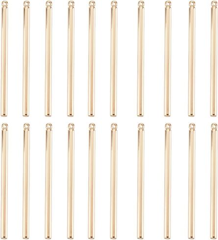 Beebeecraft 1 Box 30Pcs Gold Bar Charms 18K Gold Plated Brass Stick Strip Long Vertical Charms with Hole for DIY Earrings Necklace Jewelry Making in Saudi Arabia