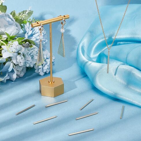 Beebeecraft 1 Box 30Pcs Gold Bar Charms 18K Gold Plated Brass Stick Strip Long Vertical Charms with Hole for DIY Earrings Necklace Jewelry Making in Saudi Arabia