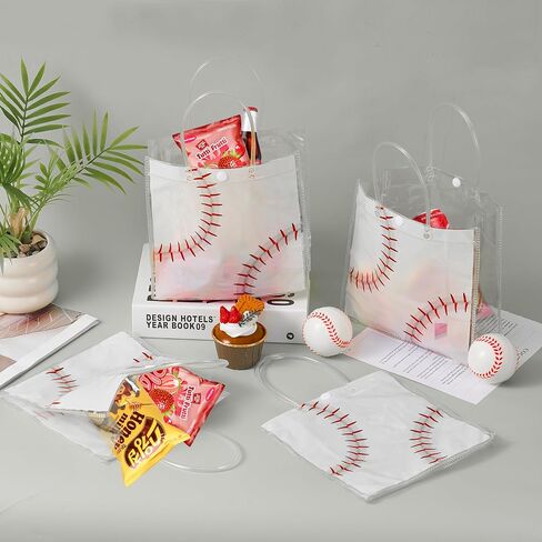 HGWNQX Baseball Party يفضل حقائب Goodie ، 20 PCS Baseball PVC Clear Caldy Gift Age مع مقابض ، وحقائب الوجبات الخفيفة للبيسبول لمستلزمات زخرفة الحفلات الرياضية in Saudi Arabia