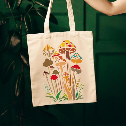 FINGERINSPIRE Tall Skinny Mushrooms Painting Stencil with Paint Brush 8.3x11.7inch Mushrooms in The Wild Template Reusable Grass Mushrooms Stencil for Painting Plant Theme Template for DIY Crafts in Saudi Arabia