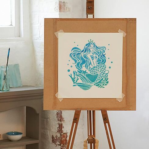 MAYJOYDIY Mermaid Stencil 11.8×11.8 Inch Sea Creature Stencils Reusable Ocean Coral Starfish Painting Stencils Tropical Mermaid Theme Crafts and Decor Paint Wall Wood Fabric Furniture in Saudi Arabia