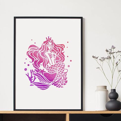 MAYJOYDIY Mermaid Stencil 11.8×11.8 Inch Sea Creature Stencils Reusable Ocean Coral Starfish Painting Stencils Tropical Mermaid Theme Crafts and Decor Paint Wall Wood Fabric Furniture in Saudi Arabia