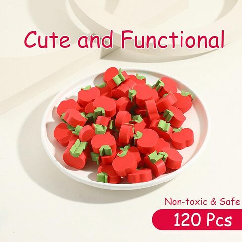 120 Mini Apple Erasers,Qywptree Bulk Classroom Welcome Back to School GiftsTeachers Supplies Stationary, Student Reward Prizes, Classroom Counting Math Manipulatives in Saudi Arabia