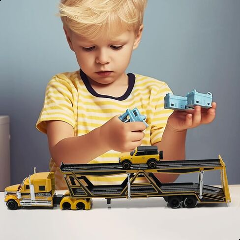 حاوية ألعاب الشاحنة شبه ، 1/50 لـ Kenworth W900 Big Metal Transport Box Diecast Truck Truck Model Toy Gifts for Boys Adult Car Collector- Blue in Kuwait