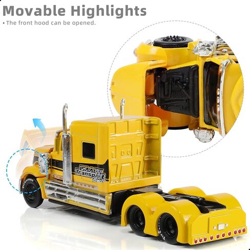 حاوية ألعاب الشاحنة شبه ، 1/50 لـ Kenworth W900 Big Metal Transport Box Diecast Truck Truck Model Toy Gifts for Boys Adult Car Collector- Blue in Kuwait