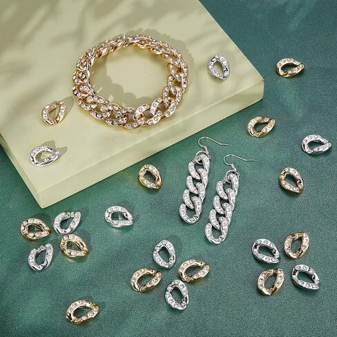 ARRICRAFT 140 PCS RINKING RINGS - ألوانان تويست موصلات مع الراين البلوري للقلادة المكتنزة وسلسلة النظارات وصنع المجوهرات وسلسلة المحفظة in Kuwait