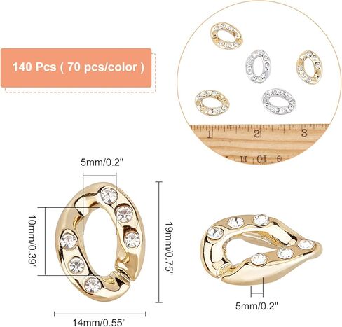 ARRICRAFT 140 PCS RINKING RINGS - ألوانان تويست موصلات مع الراين البلوري للقلادة المكتنزة وسلسلة النظارات وصنع المجوهرات وسلسلة المحفظة in Kuwait