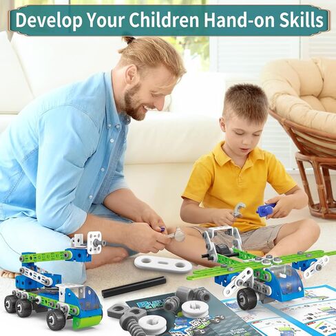 STEM Building Toys for Kids Ages 4-8, 175 Pcs Educational Construction Kit, Building Blocks Set, 18 in 1 Creative Engineering Pull Back Cars, Birthday Gift for Boys & Girls 4 5 6 7 8 9 10 Year Old in Kuwait