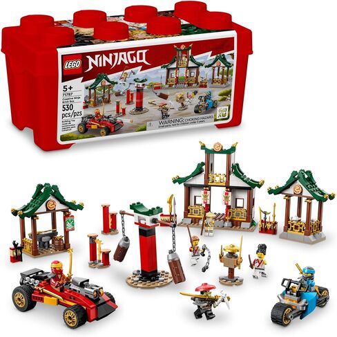 Lego Ninjago Creative Ninja Brick Box 71787 ، Toy Storage ، Bricks to Build Dojo ، Ninja Car ، Motordike ، 6 Minifigures and More ، Toys for Kids 5 Plus in Saudi Arabia