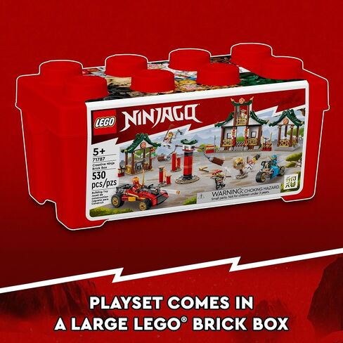 Lego Ninjago Creative Ninja Brick Box 71787 ، Toy Storage ، Bricks to Build Dojo ، Ninja Car ، Motordike ، 6 Minifigures and More ، Toys for Kids 5 Plus in Saudi Arabia