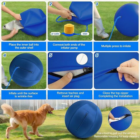 كرة الرعي للكلاب 22 "Jolly Ball for Dogs ، معدات التدريب على الرشاقة ، ورعي كرات الرعي للراعي الأسترالي ، وتحسين كرات الخياطة المقاومة للخياطة ، والمتوسطة الأزرق الداكن in Saudi Arabia