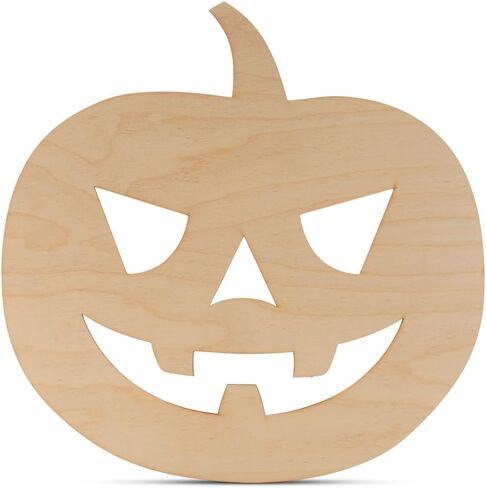 Jack o Lantern Cutout 8 inch, Pack of 3 Wooden Pumpkin Ornaments to Paint for Halloween Crafts and Pumpkin Décor, by Woodpeckers in Saudi Arabia