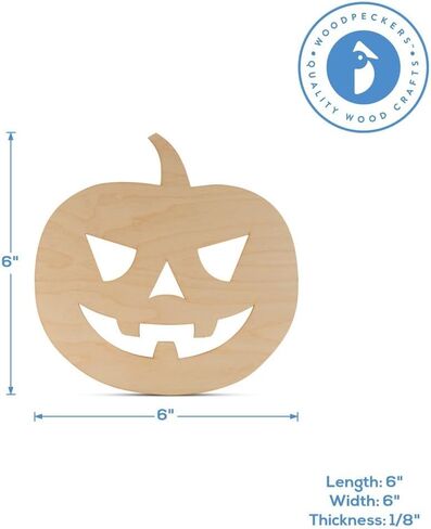 Jack o Lantern Cutout 8 inch, Pack of 3 Wooden Pumpkin Ornaments to Paint for Halloween Crafts and Pumpkin Décor, by Woodpeckers in Saudi Arabia