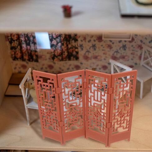 مصغرة Dibl House Distider - شاشة دمية وود نمط صيني طراز ميني طي طراز الشاشة 1:12 Scale Dollhouse غرفة المعيشة in Saudi Arabia