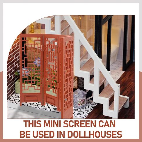 مصغرة Dibl House Distider - شاشة دمية وود نمط صيني طراز ميني طي طراز الشاشة 1:12 Scale Dollhouse غرفة المعيشة in Saudi Arabia