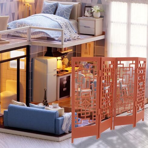مصغرة Dibl House Distider - شاشة دمية وود نمط صيني طراز ميني طي طراز الشاشة 1:12 Scale Dollhouse غرفة المعيشة in Saudi Arabia