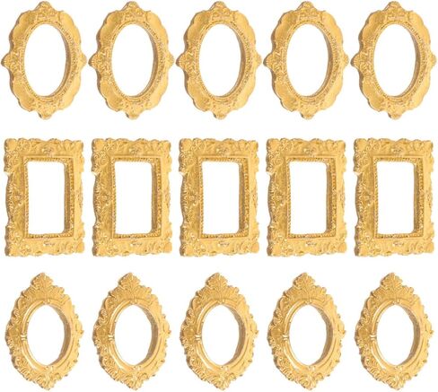 15Pcs Mini Photo Frames Vintage Resin Picture Frame for DIY Dollhouse Accessories, Display Photography Prop, Home Decor - 3 Styles in Kuwait