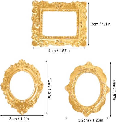 15Pcs Mini Photo Frames Vintage Resin Picture Frame for DIY Dollhouse Accessories, Display Photography Prop, Home Decor - 3 Styles in Kuwait