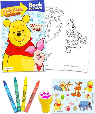 Bendon Publishing Winnie the Pooh Kids Play Packs Packs - Fun Party Favors مع كتاب التلوين ، تلوين ، ملصقات ، شماعات الأبواب و STAMPER in Saudi Arabia