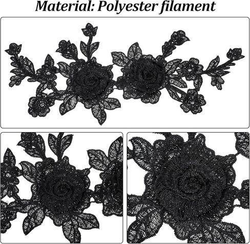 2 أجهزة كمبيوتر أسود الزهور الزخارف الزخرفة ، زهرة زين خياطة على بقع فستان بقع زهرة خمر خياطة النسيج لفساتين الزفاف ، الجينز ، الأحذية ، ملحقات الحرف الزفاف in Kuwait