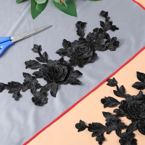 2 أجهزة كمبيوتر أسود الزهور الزخارف الزخرفة ، زهرة زين خياطة على بقع فستان بقع زهرة خمر خياطة النسيج لفساتين الزفاف ، الجينز ، الأحذية ، ملحقات الحرف الزفاف in Kuwait