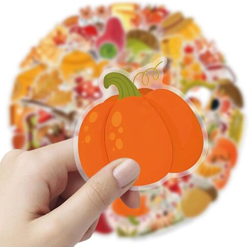 50PCS Transparent Fall Stickers, Aesthetic Autumn Stickers for Scrapbooking Laptop Water Bottles, Thanksgiving Fall Sticker for Kid, Adults Gifts in Kuwait