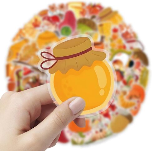 50PCS Transparent Fall Stickers, Aesthetic Autumn Stickers for Scrapbooking Laptop Water Bottles, Thanksgiving Fall Sticker for Kid, Adults Gifts in Kuwait