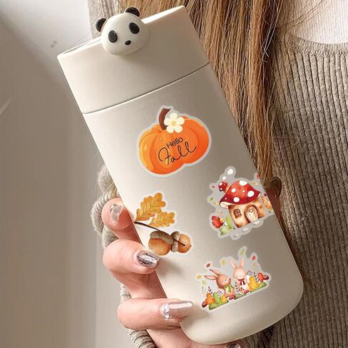 50PCS Transparent Fall Stickers, Aesthetic Autumn Stickers for Scrapbooking Laptop Water Bottles, Thanksgiving Fall Sticker for Kid, Adults Gifts in Kuwait