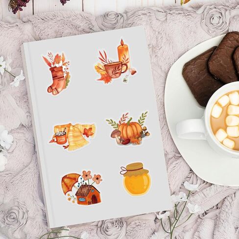 50PCS Transparent Fall Stickers, Aesthetic Autumn Stickers for Scrapbooking Laptop Water Bottles, Thanksgiving Fall Sticker for Kid, Adults Gifts in Kuwait