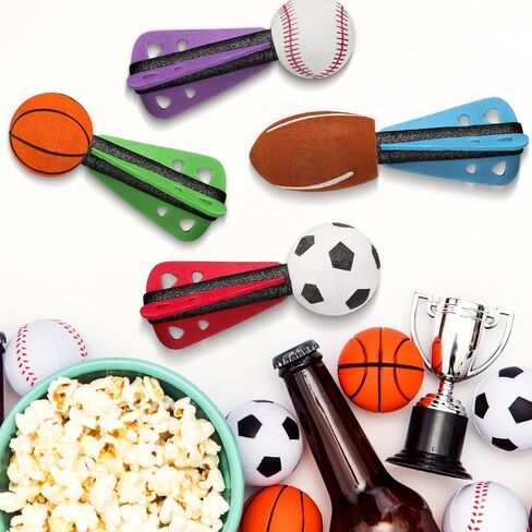 24 Pcs Mini Foam Sports Balls Sports Birthday Party Favor Dart Missiles Rocket Party Favor 4 Inch Basketball Baseball Soccer Football Launcher Sport Themed Gifts Goodie Bag Stuffer in Saudi Arabia