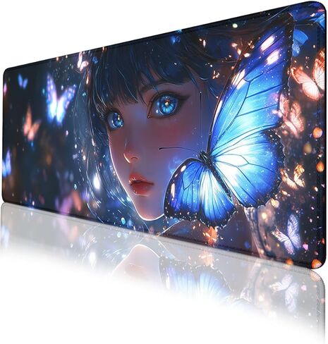 Anime Sky Mouse Pad Cartoon Blue Green Sky Clouds Stars Extended Mousepad Waterproof Stitched Edges Rubber Base Non-Slip Deskpad Computer Keyboard Mat 31.5x11.8 in in Saudi Arabia