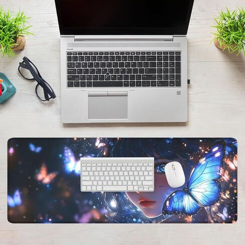 Anime Sky Mouse Pad Cartoon Blue Green Sky Clouds Stars Extended Mousepad Waterproof Stitched Edges Rubber Base Non-Slip Deskpad Computer Keyboard Mat 31.5x11.8 in in Saudi Arabia