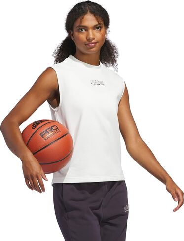 adidas Women's Tall Size Select Sleeveless Top, Black/White in Saudi Arabia