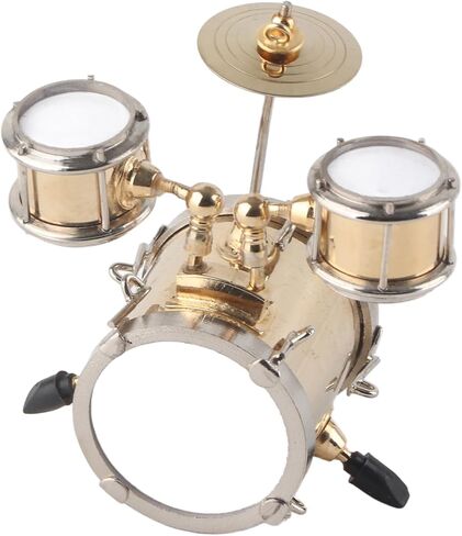 Zjchao Miniature Brass Drum Set Ornament Musical آلة موسيقية مع صندوق للموسيقيين للموسيقيين. in Saudi Arabia
