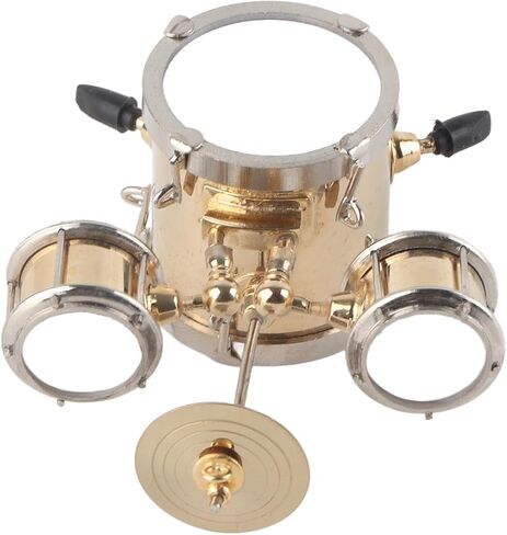 Zjchao Miniature Brass Drum Set Ornament Musical آلة موسيقية مع صندوق للموسيقيين للموسيقيين. in Saudi Arabia