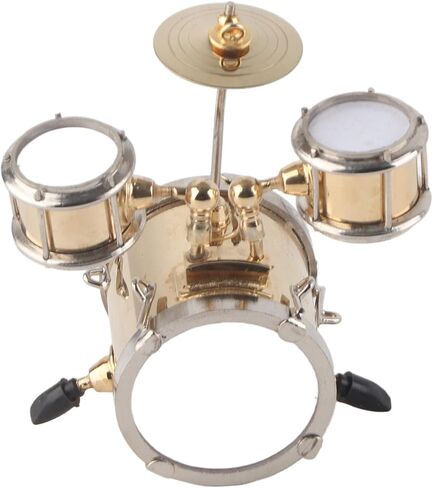 Zjchao Miniature Brass Drum Set Ornament Musical آلة موسيقية مع صندوق للموسيقيين للموسيقيين. in Saudi Arabia