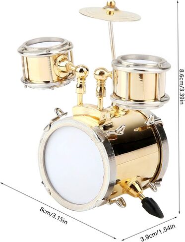 Zjchao Miniature Brass Drum Set Ornament Musical آلة موسيقية مع صندوق للموسيقيين للموسيقيين. in Saudi Arabia