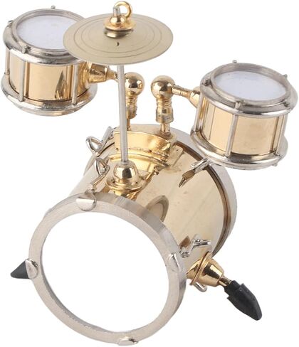 Zjchao Miniature Brass Drum Set Ornament Musical آلة موسيقية مع صندوق للموسيقيين للموسيقيين. in Saudi Arabia